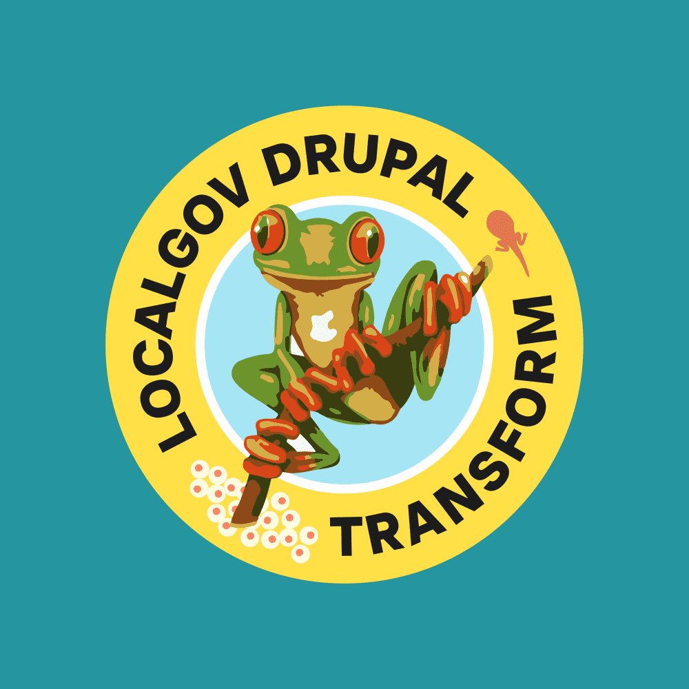 LocalGov Drupal mission patch. Transform. image of a frog