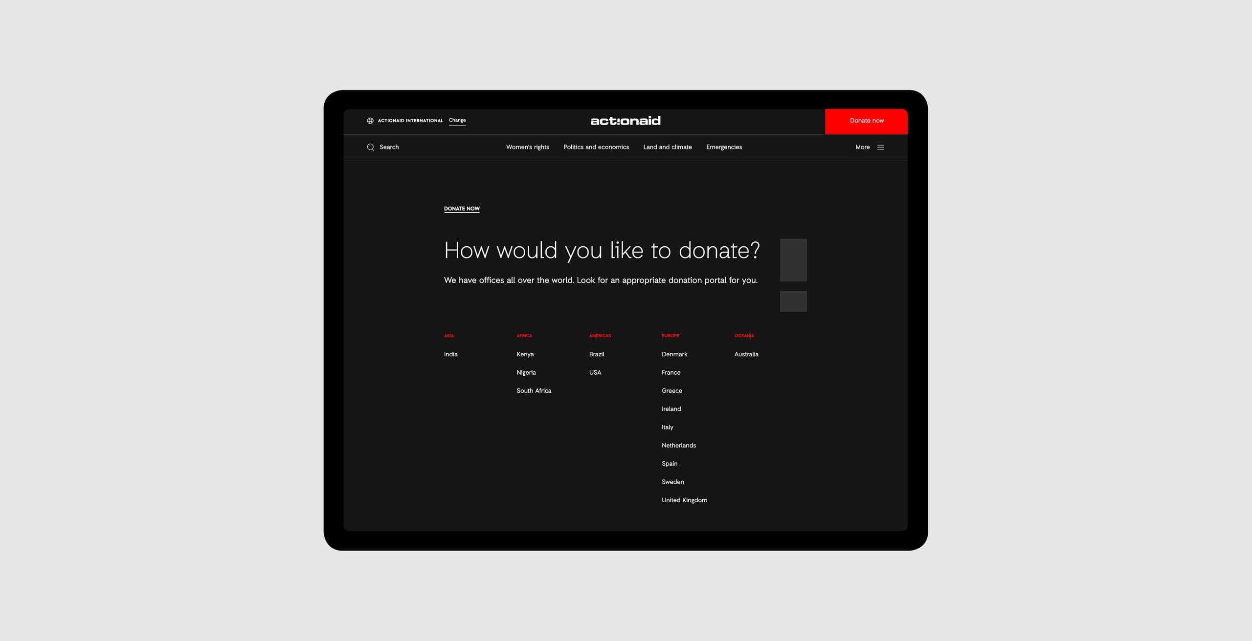 The donate page
