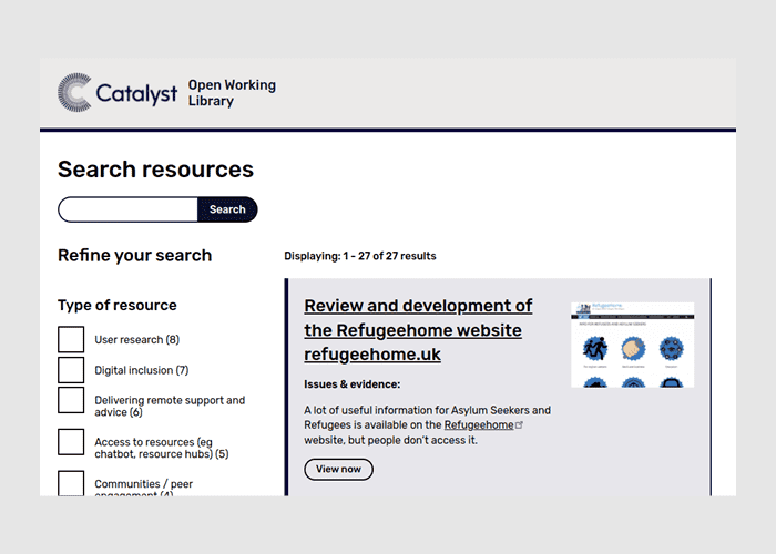 A screenshot of the Catalyst Open Working Library resource page.