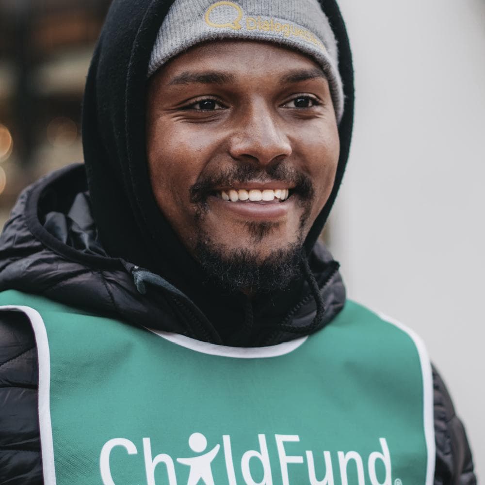 Image of a man raising funds for a charity