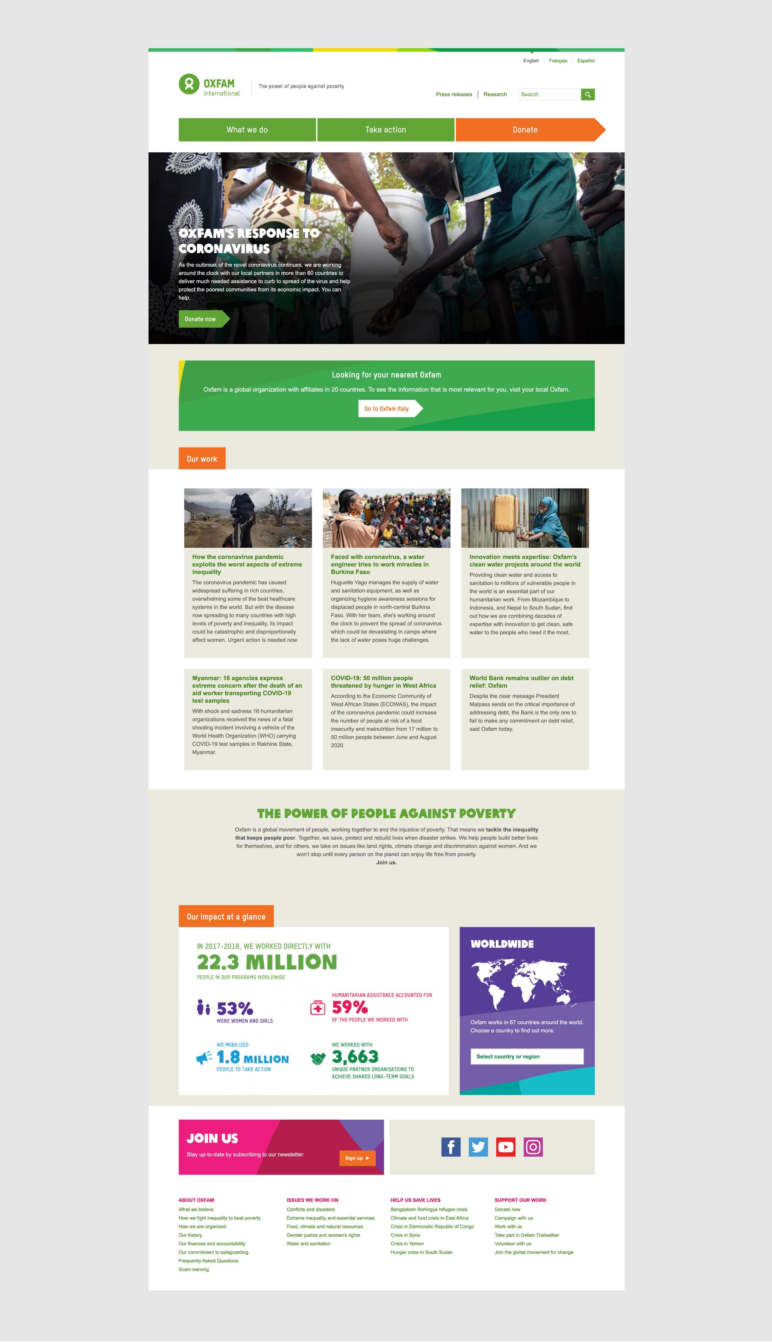 Oxfam International home page