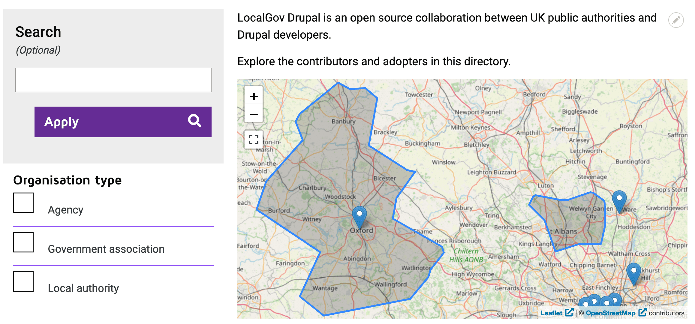 Polygon areas on a map in LocalGov Drupal