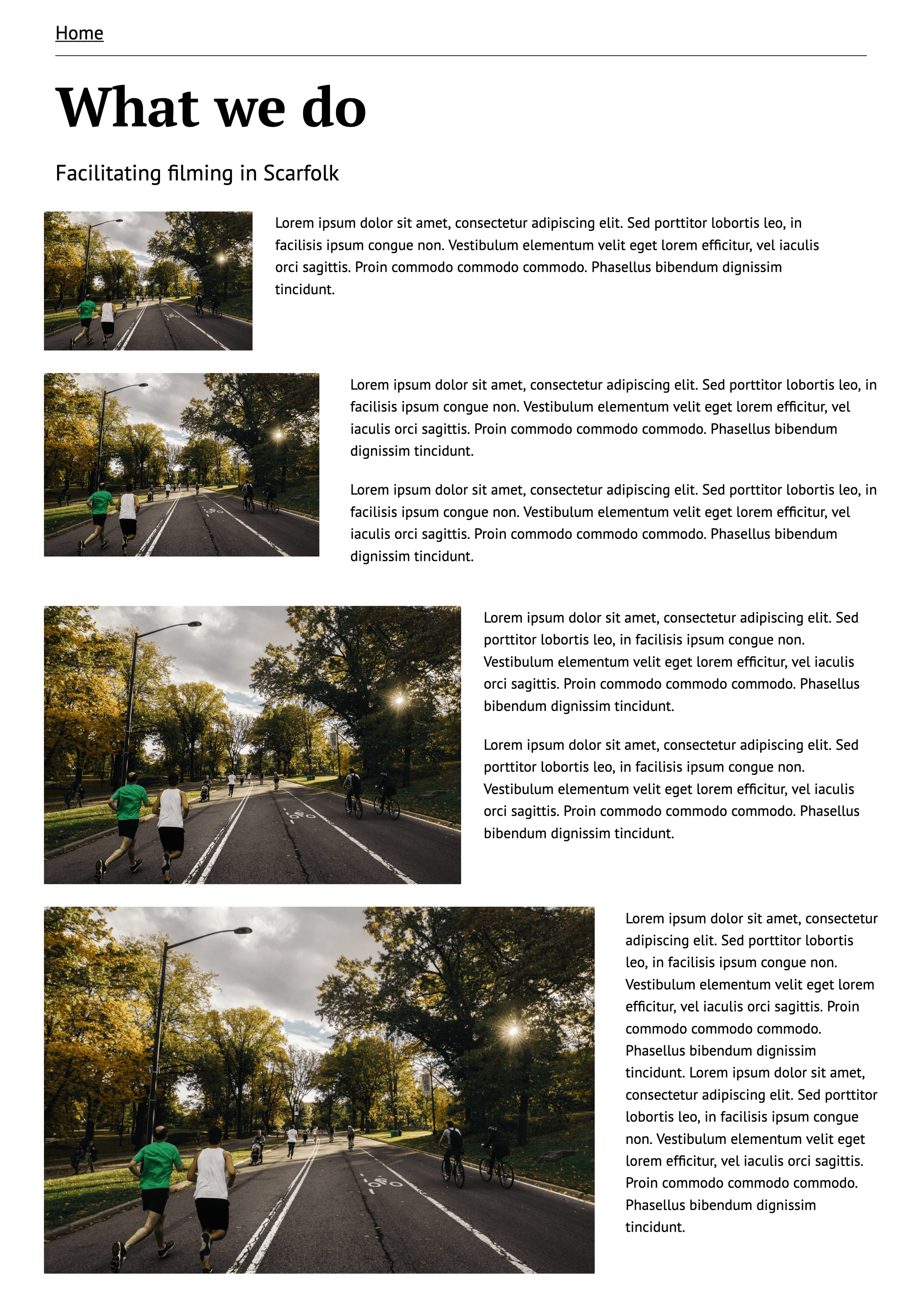 Flexible width of images and text in paragraphs