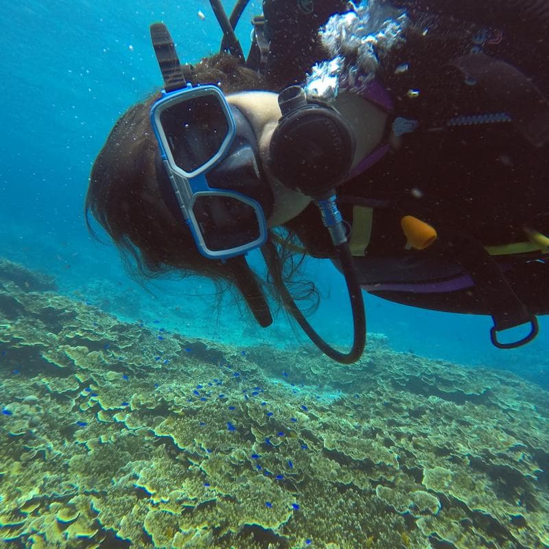 Steph scuba diving underwater