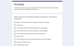 Google form to gather high priority features for future development