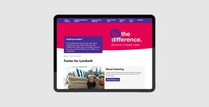 Lambeth council fostering service page on a tablet computer