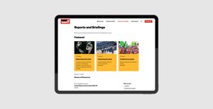 war on want site on a tablet computer