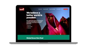 war on want site on a laptop computer