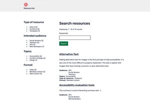 Search and filter resources page